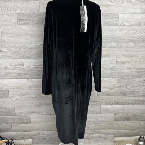 DALIA MACPHEE Plus Size 2X Velvet Surplice Bodice Shine Button Dress NWT - Picture 3 of 12
